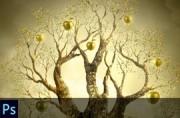 PS合成一棵结满金苹果的梦幻古树