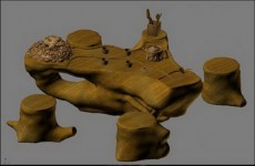 3d根雕茶桌模型