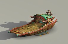 Q版古代船模型