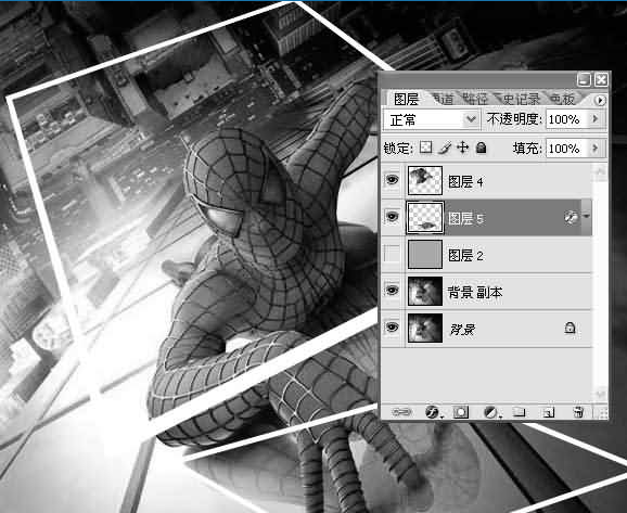 “PS特效实例：制作蜘蛛侠爬出照片的效果步骤图2”