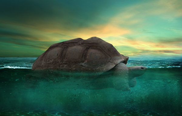 PS打造一座潜伏的巨龟岛