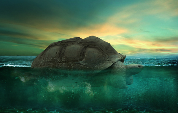 PS打造一座潜伏的巨龟岛