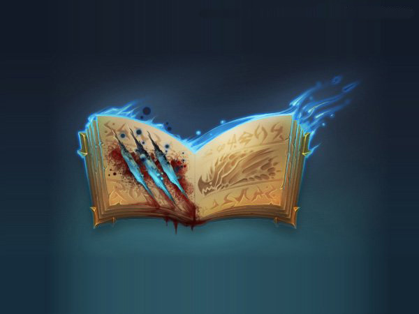 PS鼠绘一本带有利爪划痕的蓝光魔法书
