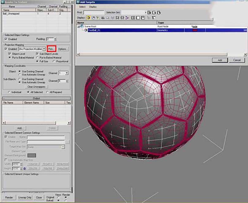 3DsMAX足球贴图具体的制作步骤之纹理渲染