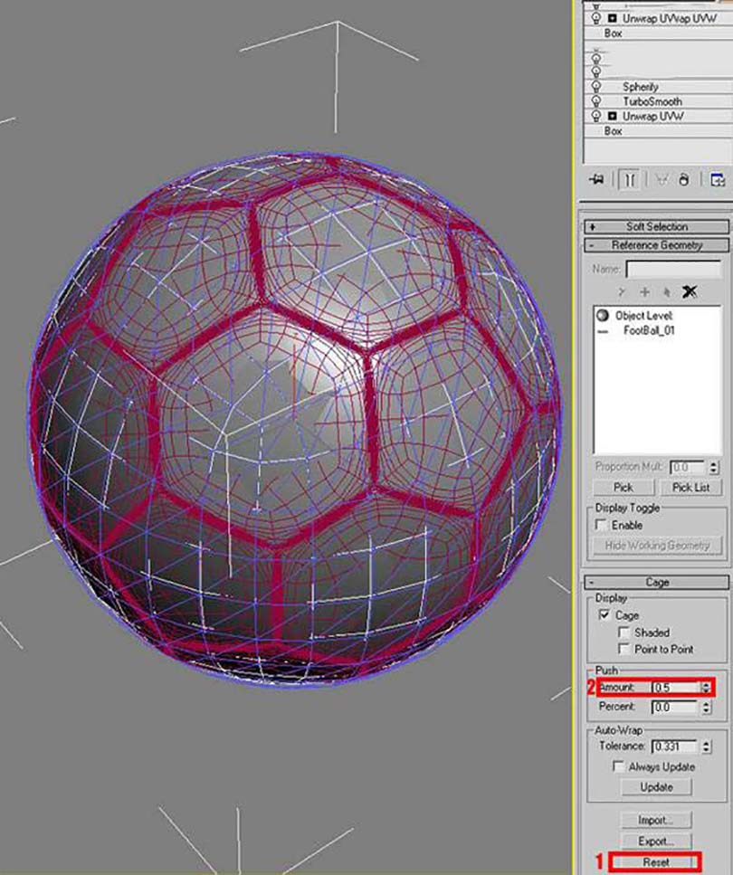 3DsMAX足球贴图具体的制作步骤之添加一个映射修改器，并修改参数