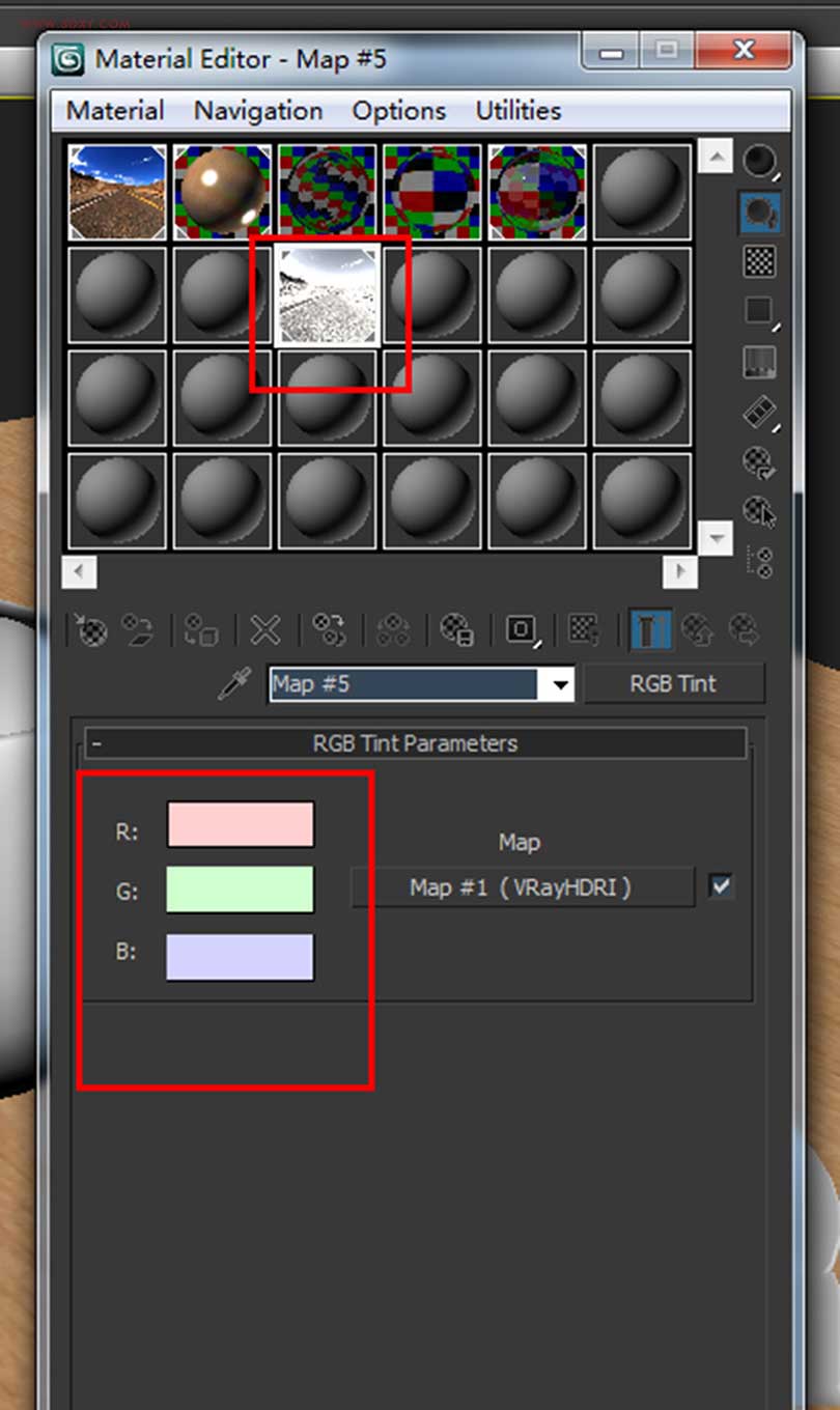 Vray中HDR环境贴图的使用方法之调节RGB参数