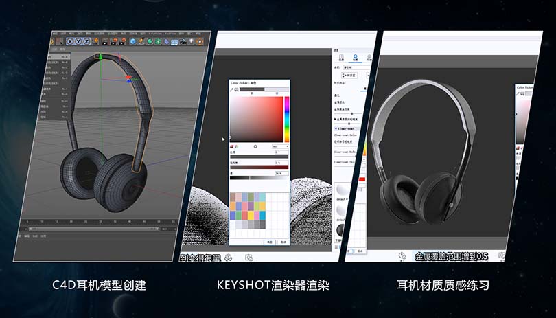 C4D+Keyshot工业产品设计之耳机实战案例教程之深度剖析表现过程